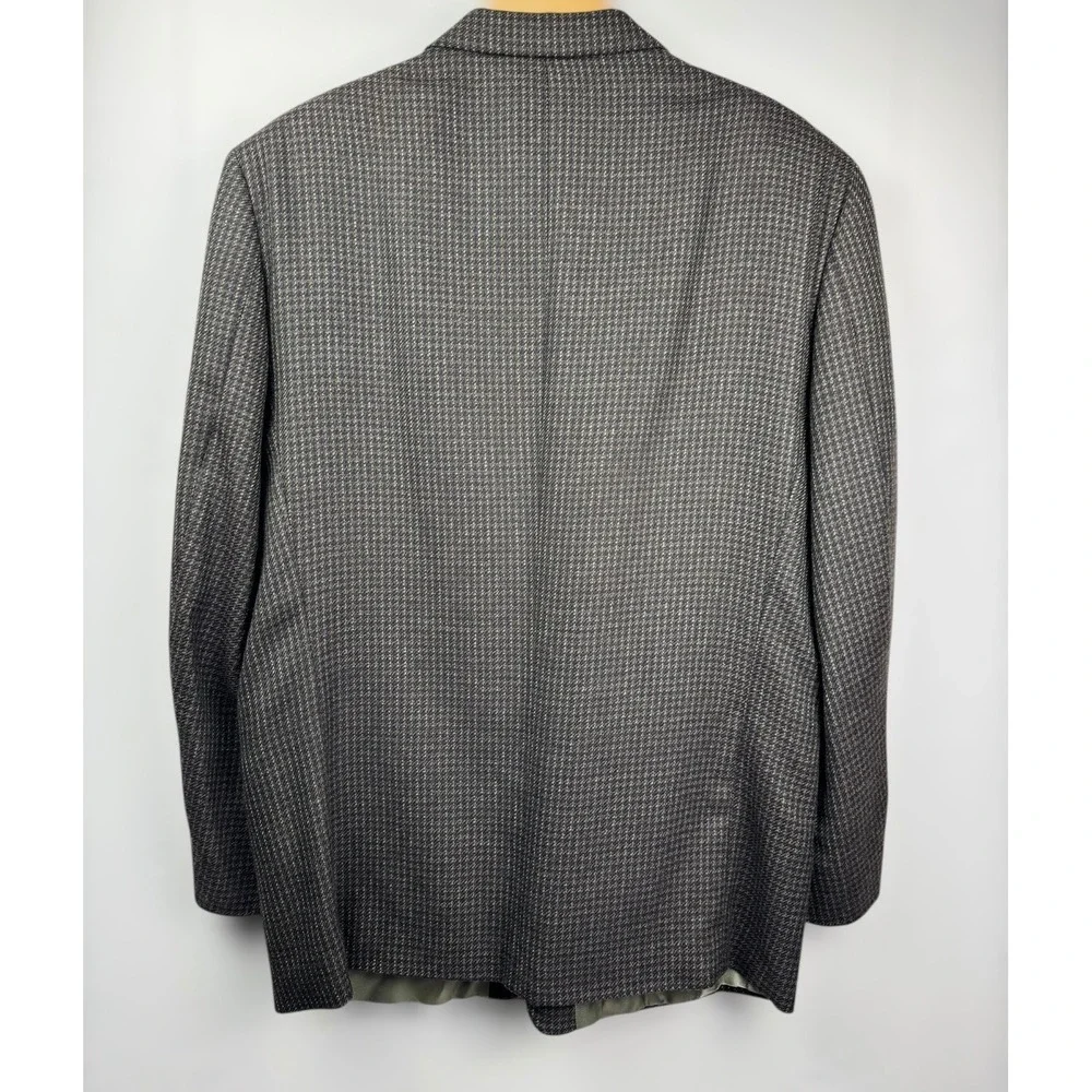 Vintage Oscar de‎ la Renta 100% Wool Blazer Men's 44R Large Brown Smooth Woven